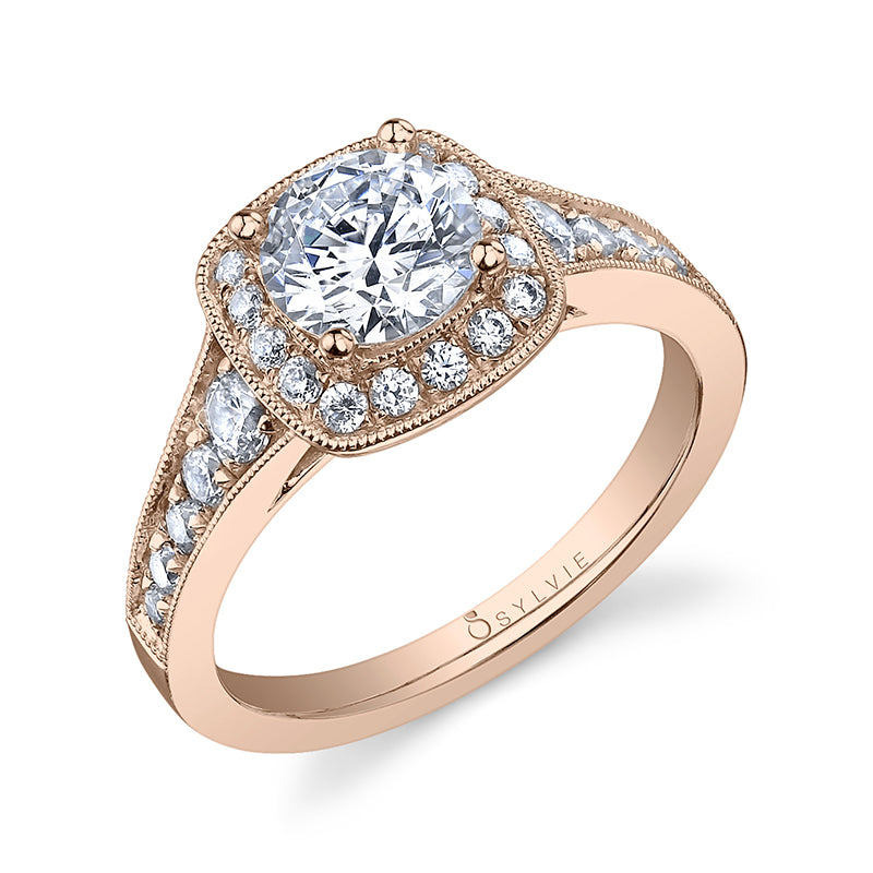 Andreanne - Vintage Engagement Ring with Cushion Halo
