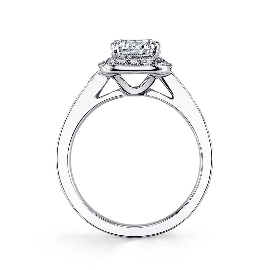 Andreanne - Vintage Engagement Ring with Cushion Halo