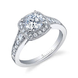 Andreanne - Vintage Engagement Ring with Cushion Halo