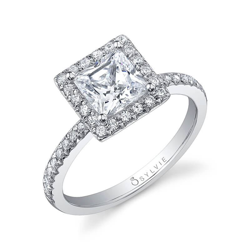 Morgan - Princess Cut Engagement Ring with Halo