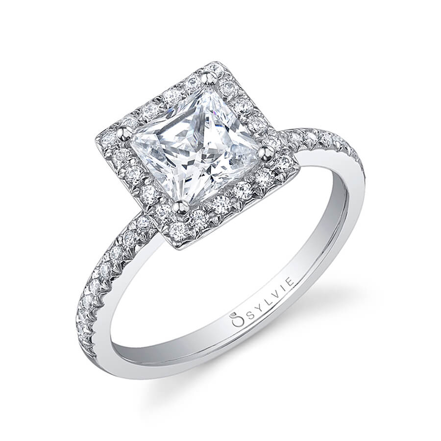 Morgan - Princess Cut Engagement Ring with Halo