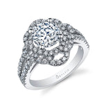 Danielle - Unique Flower Engagement Ring with Split Shank