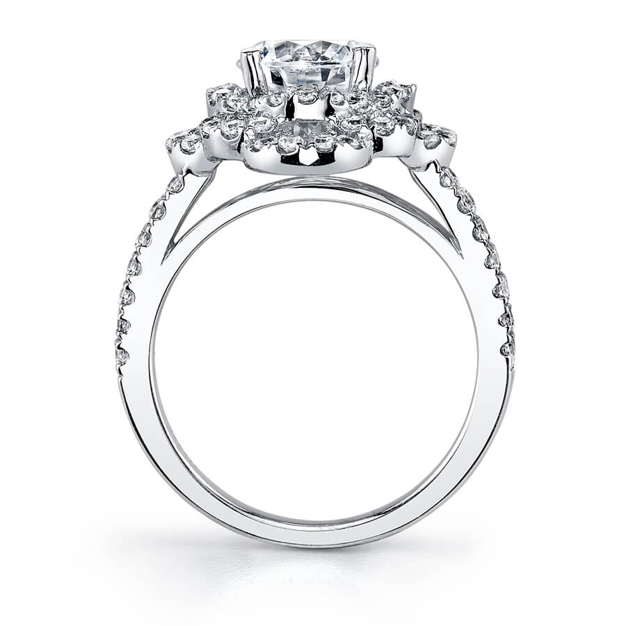 Danielle - Unique Flower Engagement Ring with Split Shank