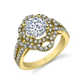 Danielle - Unique Flower Engagement Ring with Split Shank