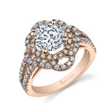 Danielle - Unique Flower Engagement Ring with Split Shank