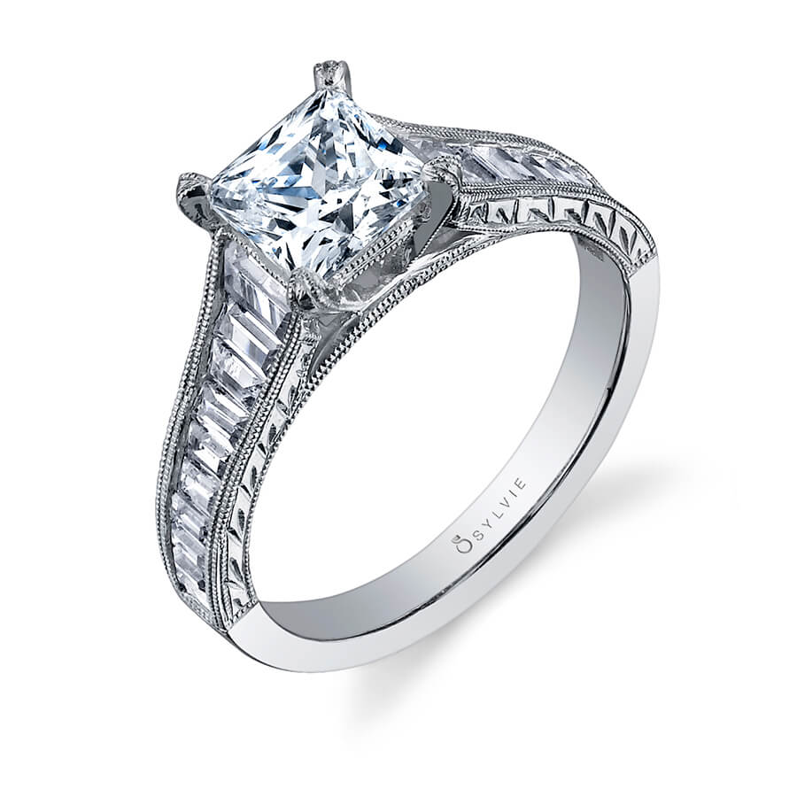 Charlize - Princess Cut Baquette Engagement Ring