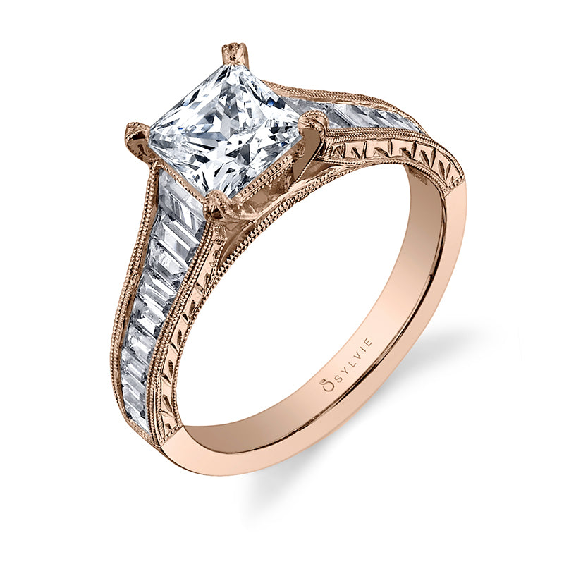 Charlize - Princess Cut Baquette Engagement Ring