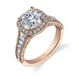 Dior - Vintage Inspired Halo Baguette Engagement Ring