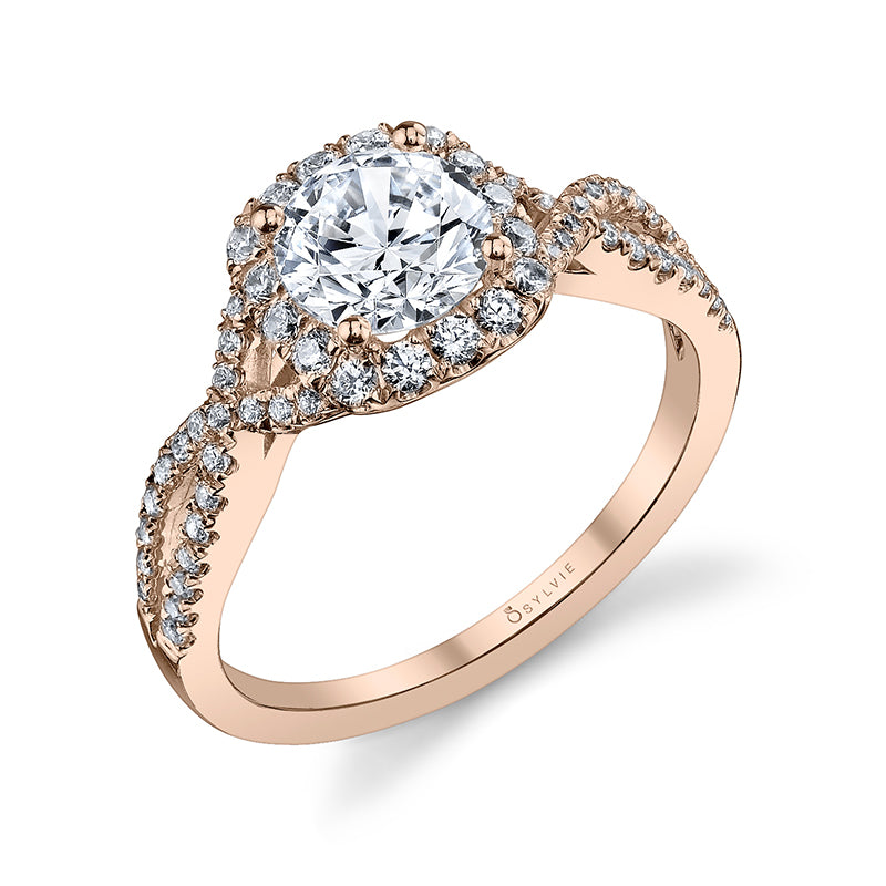 Faustine - Classic Spiral Halo Engagement Ring