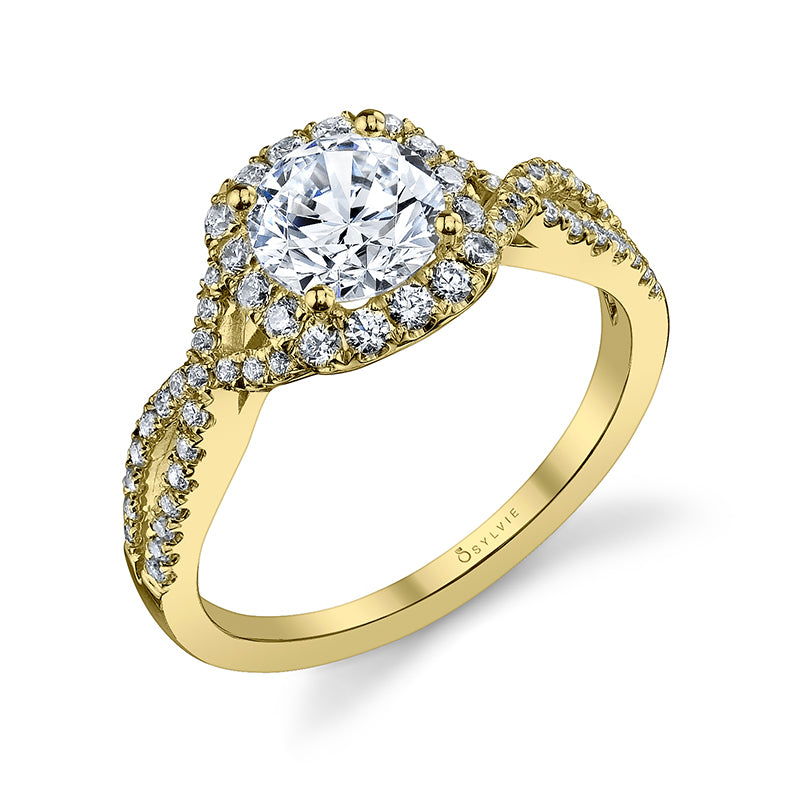Faustine - Classic Spiral Halo Engagement Ring