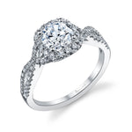 Faustine - Classic Spiral Halo Engagement Ring