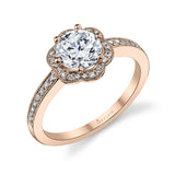 Lilian - Floral Halo Engagement Ring