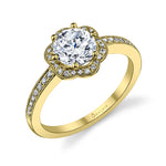 Lilian - Floral Halo Engagement Ring