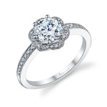 Lilian - Floral Halo Engagement Ring