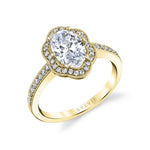 Floral Halo Oval Engagement Ring - Lilian