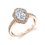 Floral Halo Oval Engagement Ring - Lilian