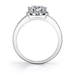 Floral Halo Oval Engagement Ring - Lilian