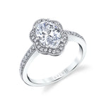 Floral Halo Oval Engagement Ring - Lilian