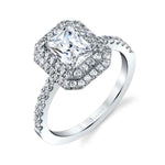 Claudia - Emerald Cut Double Halo Engagement Ring