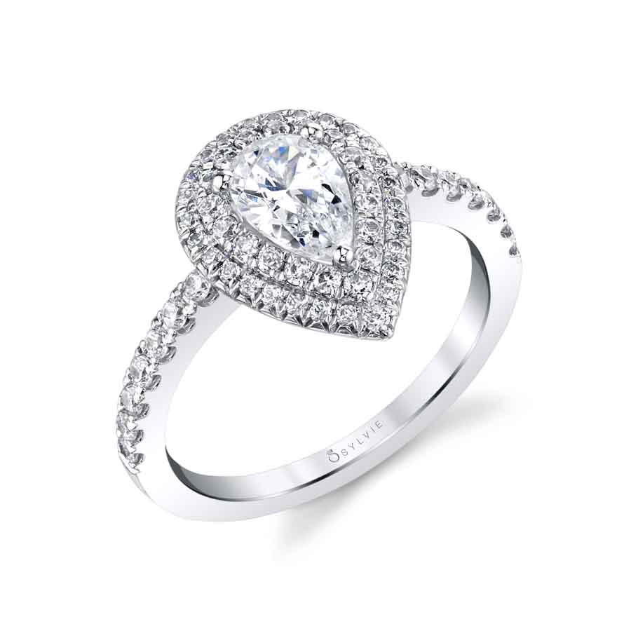Claudia - Pear Cut Double Halo Engagement Ring