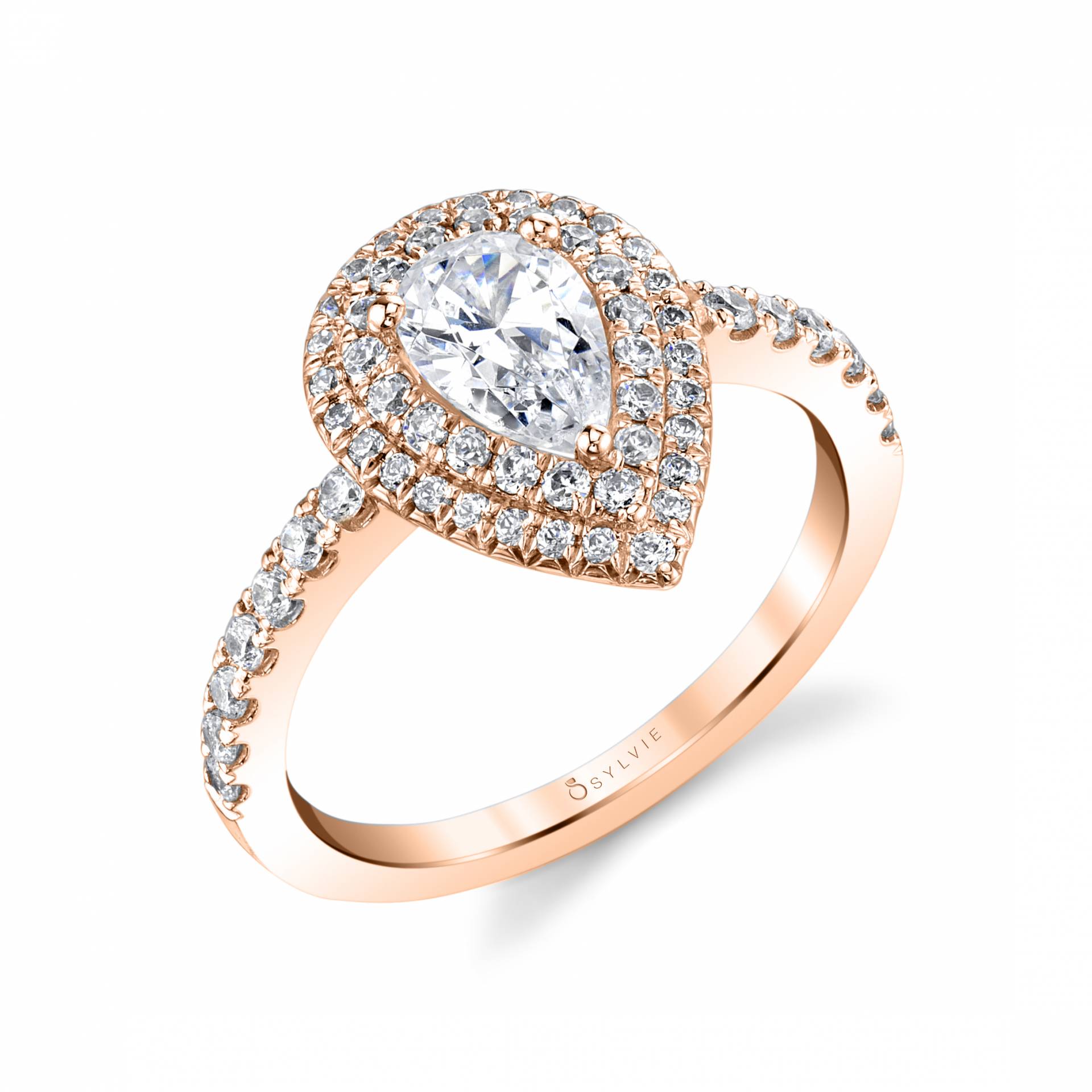 Claudia - Pear Cut Double Halo Engagement Ring