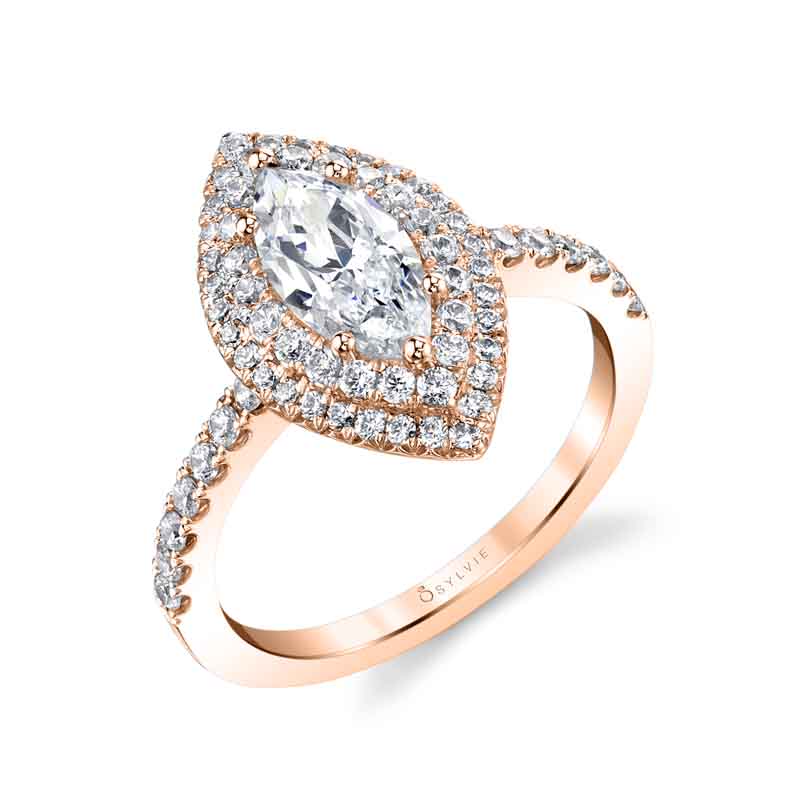 Claudia - Marquise Double Halo Engagement Ring
