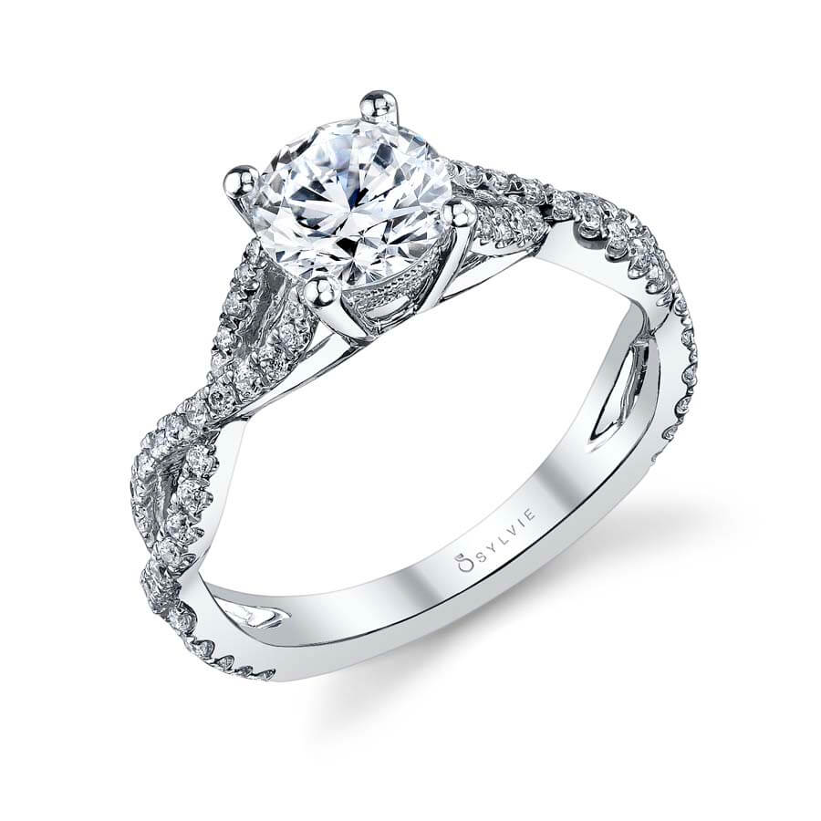 Avril - Modern Spiral Engagement Ring with Split Shank