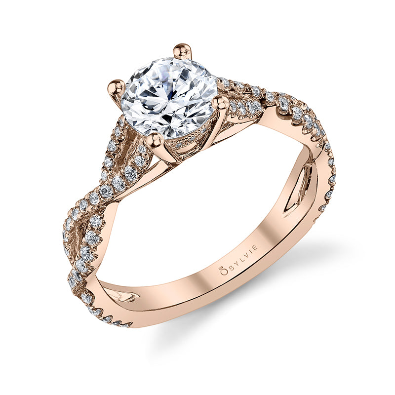 Avril - Modern Spiral Engagement Ring with Split Shank