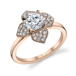 Leonie - Floral Halo Engagement Ring