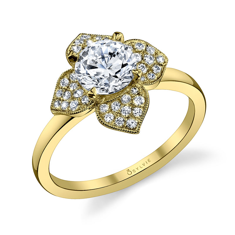 Leonie - Floral Halo Engagement Ring