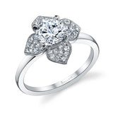 Leonie - Floral Halo Engagement Ring