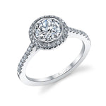 Anita - Modern Bezel Set Halo Engagement Ring