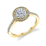 Anita - Modern Bezel Set Halo Engagement Ring