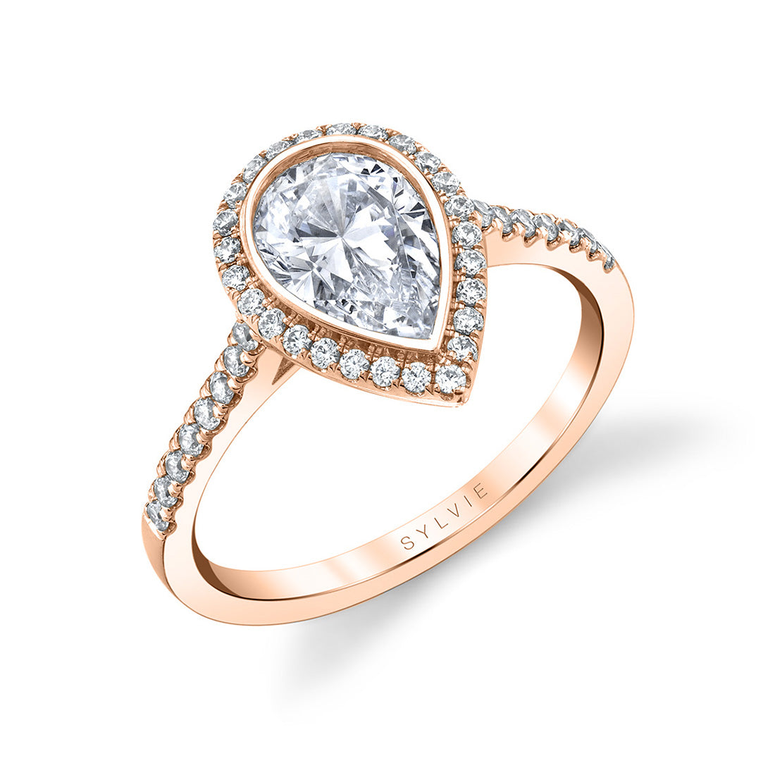 Pear Shaped Bezel Set Engagement Ring - Anita
