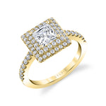 Double Halo Princess Cut Engagement Ring - Melodie