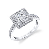 Double Halo Princess Cut Engagement Ring - Melodie