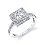 Double Halo Princess Cut Engagement Ring - Melodie