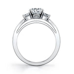 Louisette - Three Stone Engagement Ring with Emerald Cut Side Stones