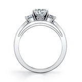 Louisette - Three Stone Engagement Ring with Emerald Cut Side Stones