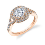 Rose - Cushion Shaped Double Halo Engagement Ring