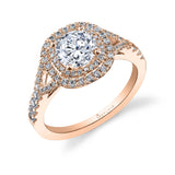 Rose - Cushion Shaped Double Halo Engagement Ring