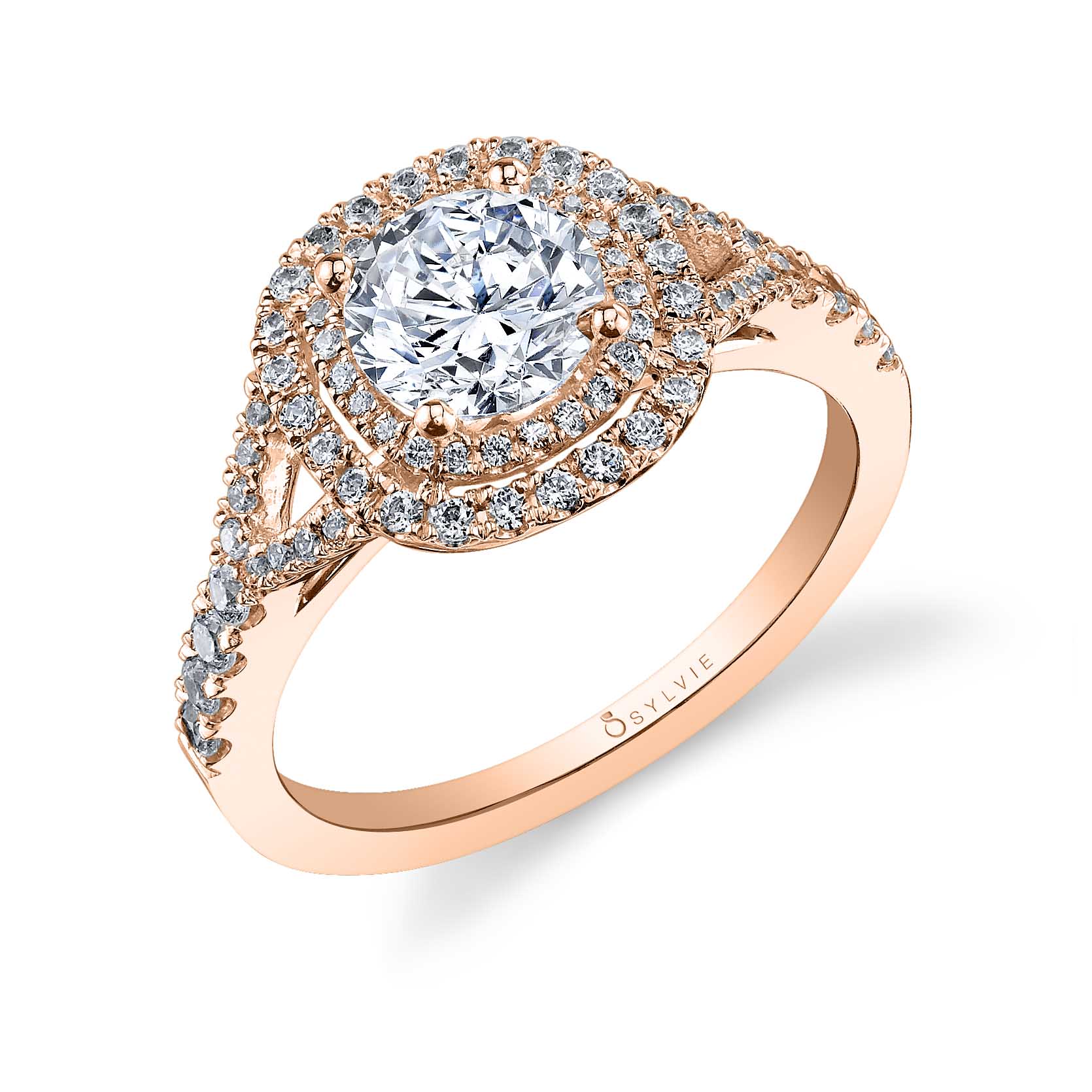 Rose - Cushion Shaped Double Halo Engagement Ring
