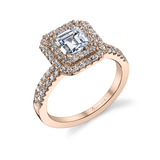 Daveney - Classic Emerald Cut Center Double-Halo Engagement Ring