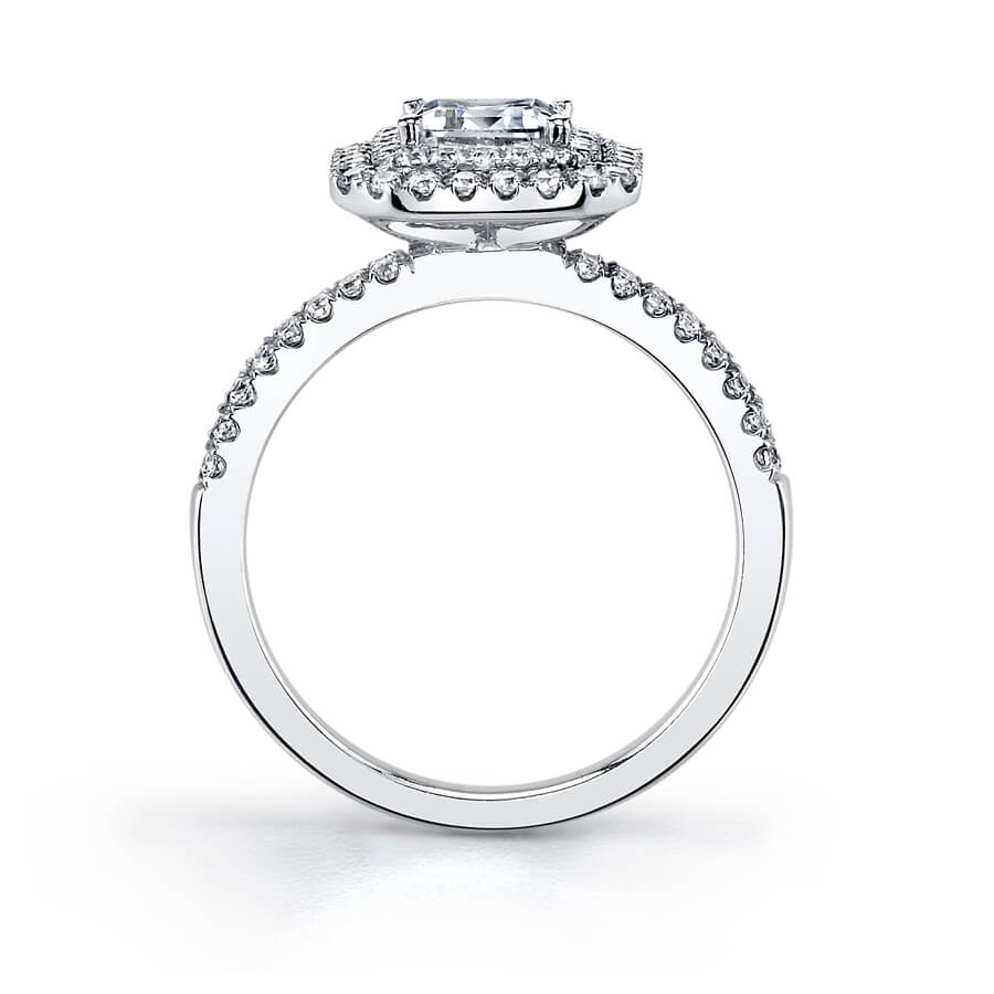 Daveney - Classic Emerald Cut Center Double-Halo Engagement Ring