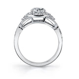 Mirielle - Vintage Round Spiral Engagement Ring with Halo