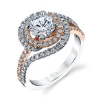 Grace - Unique Double Halo Engagement Ring Two Tone