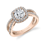 Filipa - Split Shank Engagement Ring with Halo