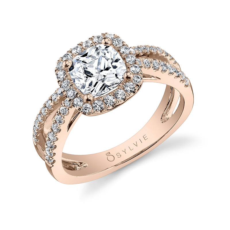 Filipa - Split Shank Engagement Ring with Halo
