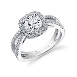 Filipa - Split Shank Engagement Ring with Halo