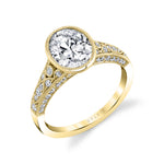 Oval Engagement Ring with Bezel Setting - Barbara